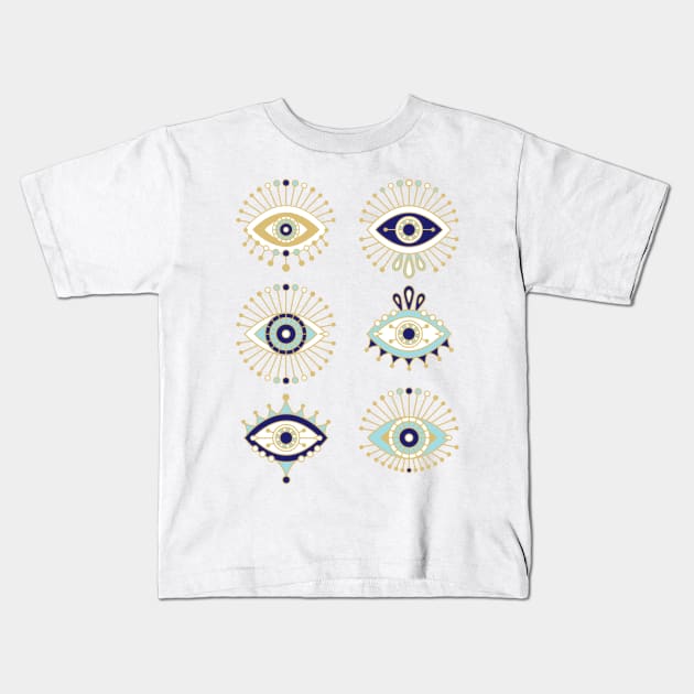 evil eyes Kids T-Shirt by CatCoq